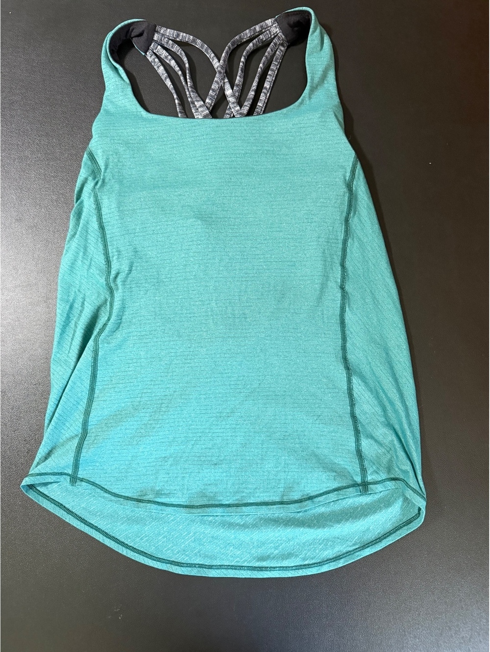 Lululemon‎ Heathered Teal Racerback Tank Top with Built-In Shelf Bra, Size 4